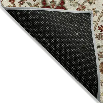 10' X 14' Ivory Brown And Red Floral Washable Indoor Outdoor Area Rug