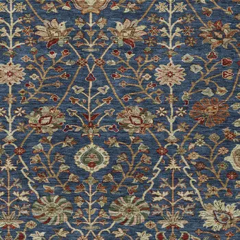 3' X 5' Navy Blue Brown And Red Floral Washable Indoor Outdoor Area Rug