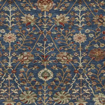 9' X 12' Navy Blue Brown And Red Floral Washable Indoor Outdoor Area Rug