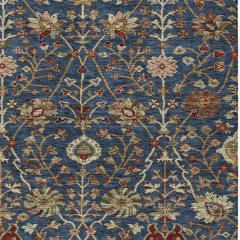10' X 14' Navy Blue Brown And Red Floral Washable Indoor Outdoor Area Rug