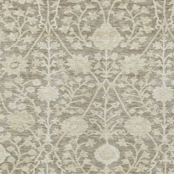 8' X 10' Brown And Beige Floral Washable Indoor Outdoor Area Rug