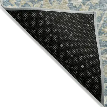 3' X 5' Sky Blue And Beige Floral Washable Indoor Outdoor Area Rug