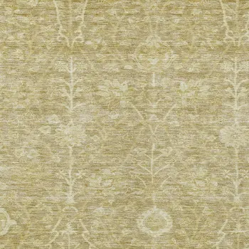 5' X 8' Tan And Beige Floral Washable Indoor Outdoor Area Rug
