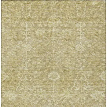 8' X 10' Tan And Beige Floral Washable Indoor Outdoor Area Rug