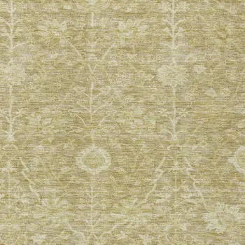 8' X 10' Tan And Beige Floral Washable Indoor Outdoor Area Rug