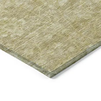 9' X 12' Tan And Beige Floral Washable Indoor Outdoor Area Rug