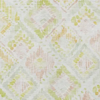 9' X 12' Pink Green And Beige Geometric Washable Indoor Outdoor Area Rug