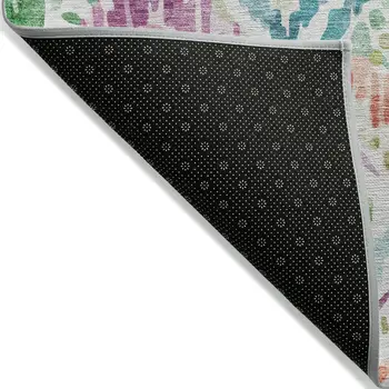 3' X 5' Teal Blue Green And Purple Geometric Washable Indoor Outdoor Area Rug
