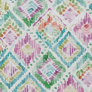 3' X 5' Teal Blue Green And Purple Geometric Washable Indoor Outdoor Area Rug