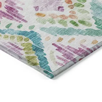 10' X 14' Teal Blue Green And Purple Geometric Washable Indoor Outdoor Area Rug