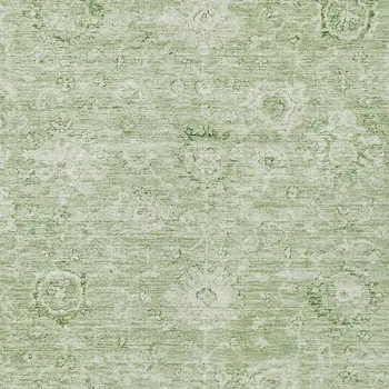 8' X 10' Artichoke Green And Ivory Damask Washable Indoor Outdoor Area Rug