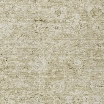 5' X 8' Beige And Brown Damask Washable Indoor Outdoor Area Rug