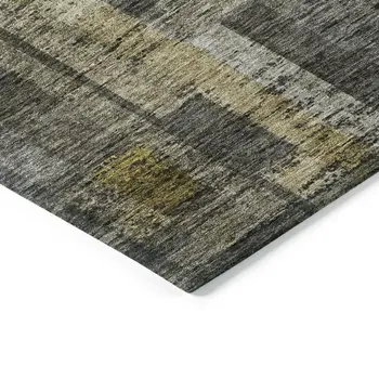 8' Charcoal Gray And Green Round Striped Washable Indoor Outdoor Area Rug
