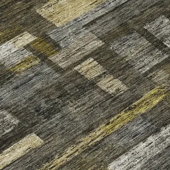 8' Charcoal Gray And Green Round Striped Washable Indoor Outdoor Area Rug