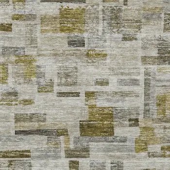 5' X 8' Taupe Green And Gray Striped Washable Indoor Outdoor Area Rug