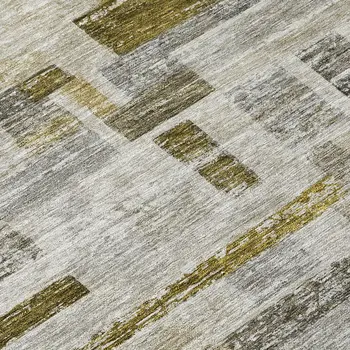 8' Taupe Green And Gray Round Striped Washable Indoor Outdoor Area Rug