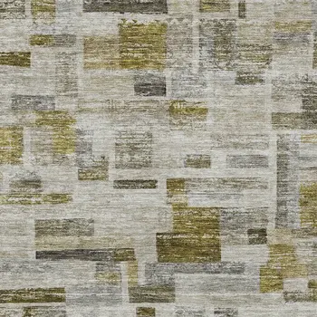 8' X 10' Taupe Green And Gray Striped Washable Indoor Outdoor Area Rug