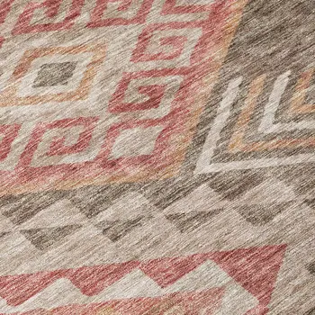 8' Brown And Terra Cotta Round Southwestern Washable Indoor Outdoor Area Rug
