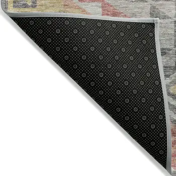 8' X 10' Gray And Terra Cotta Southwestern Washable Indoor Outdoor Area Rug