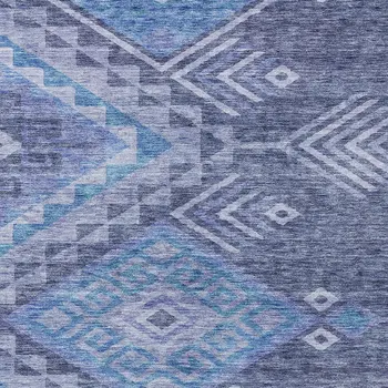 5' X 8' Navy Blue Charcoal And Gray Southwestern Washable Indoor Outdoor Area Rug