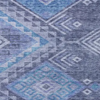 10' X 14' Navy Blue Charcoal And Gray Southwestern Washable Indoor Outdoor Area Rug