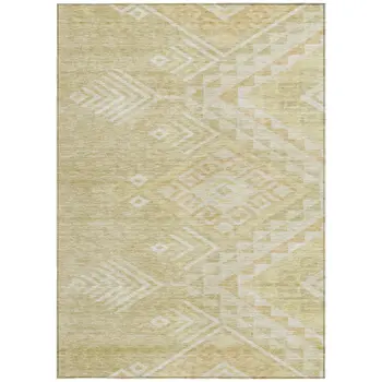 9' X 12' Tan And Light Brown Southwestern Washable Indoor Outdoor Area Rug
