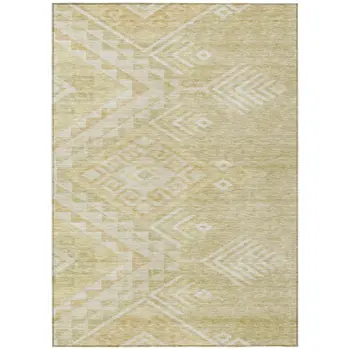 9' X 12' Tan And Light Brown Southwestern Washable Indoor Outdoor Area Rug
