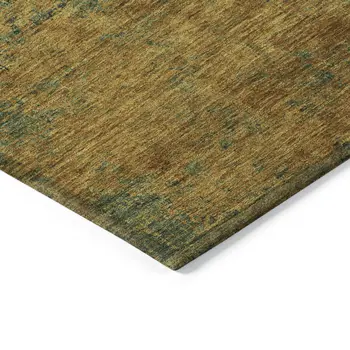 3' X 5' Copper And Green Abstract Washable Indoor Outdoor Area Rug
