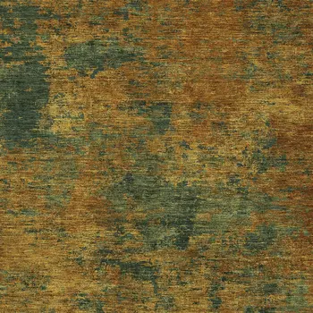 8' X 10' Copper And Green Abstract Washable Indoor Outdoor Area Rug
