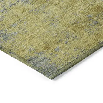 8' Gold Green And Gray Round Abstract Washable Indoor Outdoor Area Rug