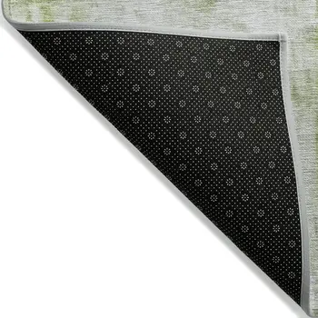 10' X 14' Artichoke Green Ivory And Gray Abstract Washable Indoor Outdoor Area Rug