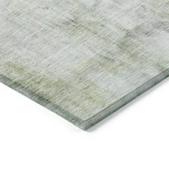 10' X 14' Artichoke Green Ivory And Gray Abstract Washable Indoor Outdoor Area Rug