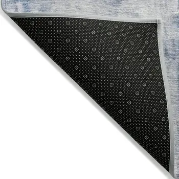 8' X 10' Blue Gray And Ivory Abstract Washable Indoor Outdoor Area Rug