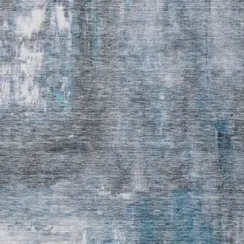 9' X 12' Blue Gray And Ivory Abstract Washable Indoor Outdoor Area Rug
