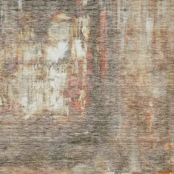5' X 8' Copper Ivory And Brown Abstract Washable Indoor Outdoor Area Rug