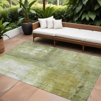 8' X 10' Sage Ivory And Brown Abstract Washable Indoor Outdoor Area Rug