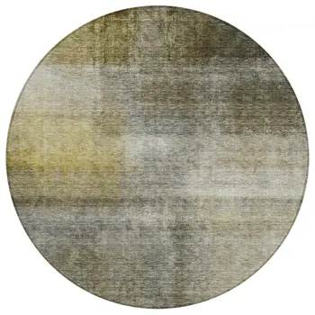 8' Taupe Gray And Black Round Abstract Washable Indoor Outdoor Area Rug