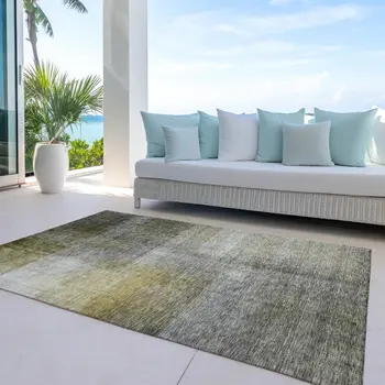 9' X 12' Taupe Gray And Black Abstract Washable Indoor Outdoor Area Rug