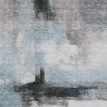 3' X 5' Blue Gray And Black Abstract Washable Indoor Outdoor Area Rug