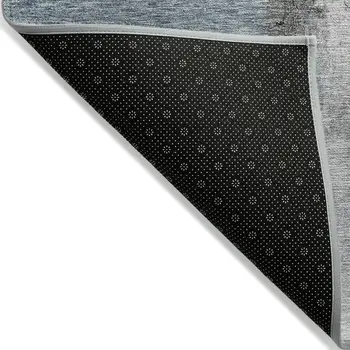 8' X 10' Blue Gray And Black Abstract Washable Indoor Outdoor Area Rug