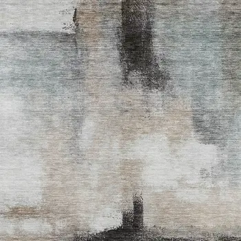 9' X 12' Brown Black And Gray Abstract Washable Indoor Outdoor Area Rug