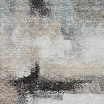 10' X 14' Brown Black And Gray Abstract Washable Indoor Outdoor Area Rug