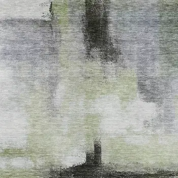 3' X 5' Sage Black And Gray Abstract Washable Indoor Outdoor Area Rug