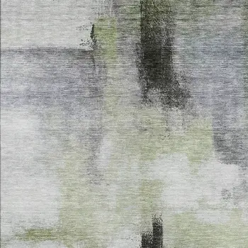 8' X 10' Sage Black And Gray Abstract Washable Indoor Outdoor Area Rug