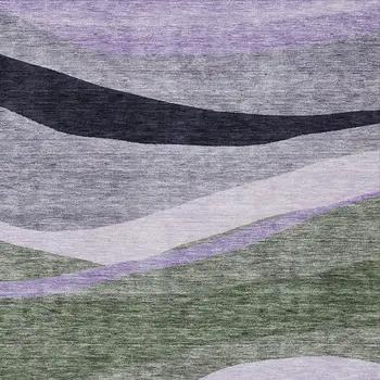 3' X 5' Artichoke Green Green And Black Abstract Washable Indoor Outdoor Area Rug