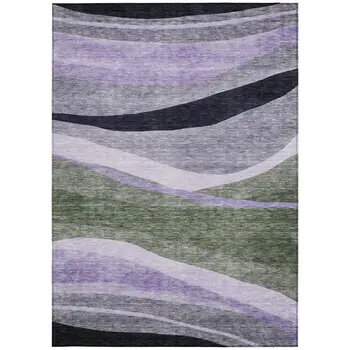 10' X 14' Artichoke Green Green And Black Abstract Washable Indoor Outdoor Area Rug