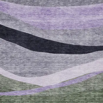 10' X 14' Artichoke Green Green And Black Abstract Washable Indoor Outdoor Area Rug