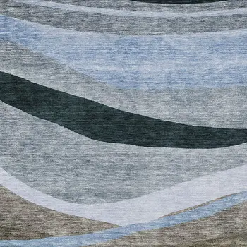 9' X 12' Brown Blue And Gray Abstract Washable Indoor Outdoor Area Rug