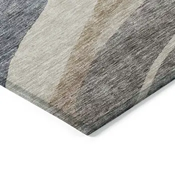 8' Blue Brown And Beige Round Abstract Washable Indoor Outdoor Area Rug