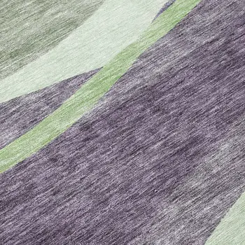 8' Purple And Green Round Abstract Washable Indoor Outdoor Area Rug
